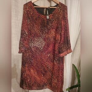 Dress N D New Directions Womens Size XL Tiger Print Orange Black New